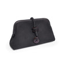 Petra Black Pouch Bag in suede leather with stone embroidery, stylish accessory made in Italy.