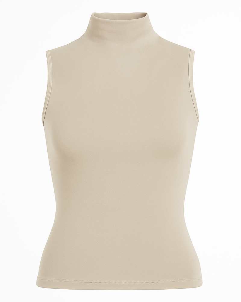 Top Petra Fitted High-Neck - Beige