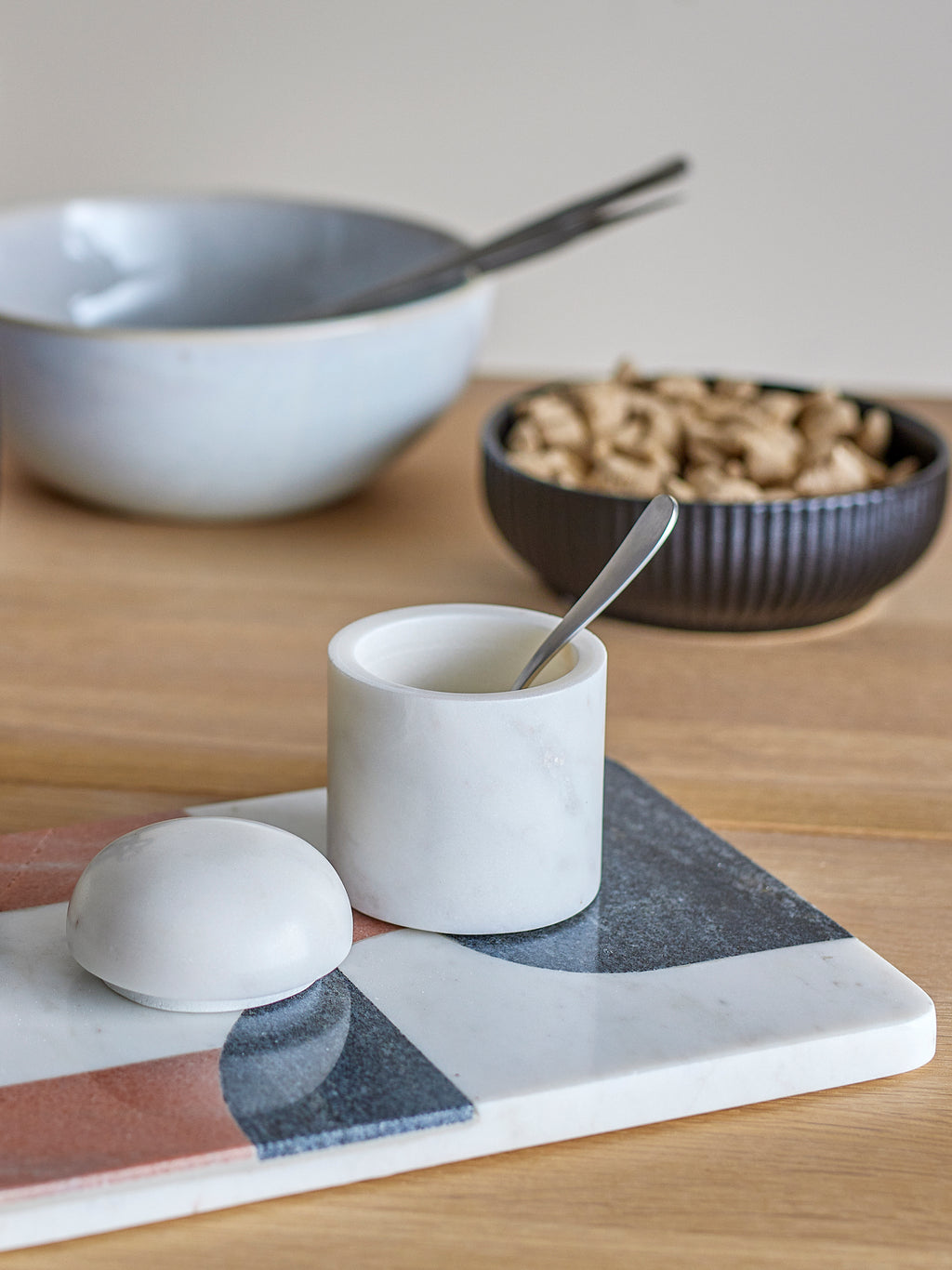 Lira - Jar with Lid - White - Marble