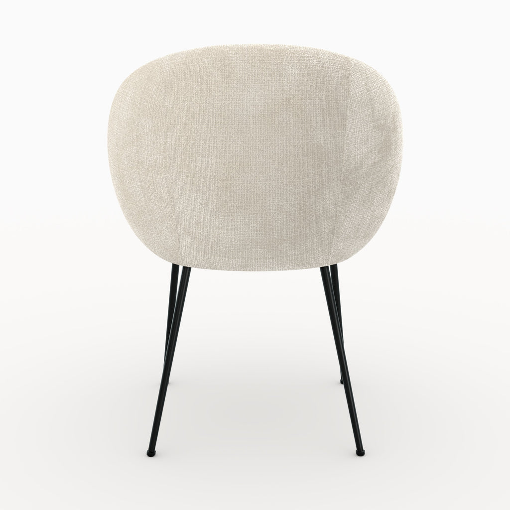 Bloomy - Silla De Terciopelo De Chenilla Color Crudo Y Metal Negro