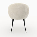 Chaise Bloomy en velours chenillé écru et métal noir