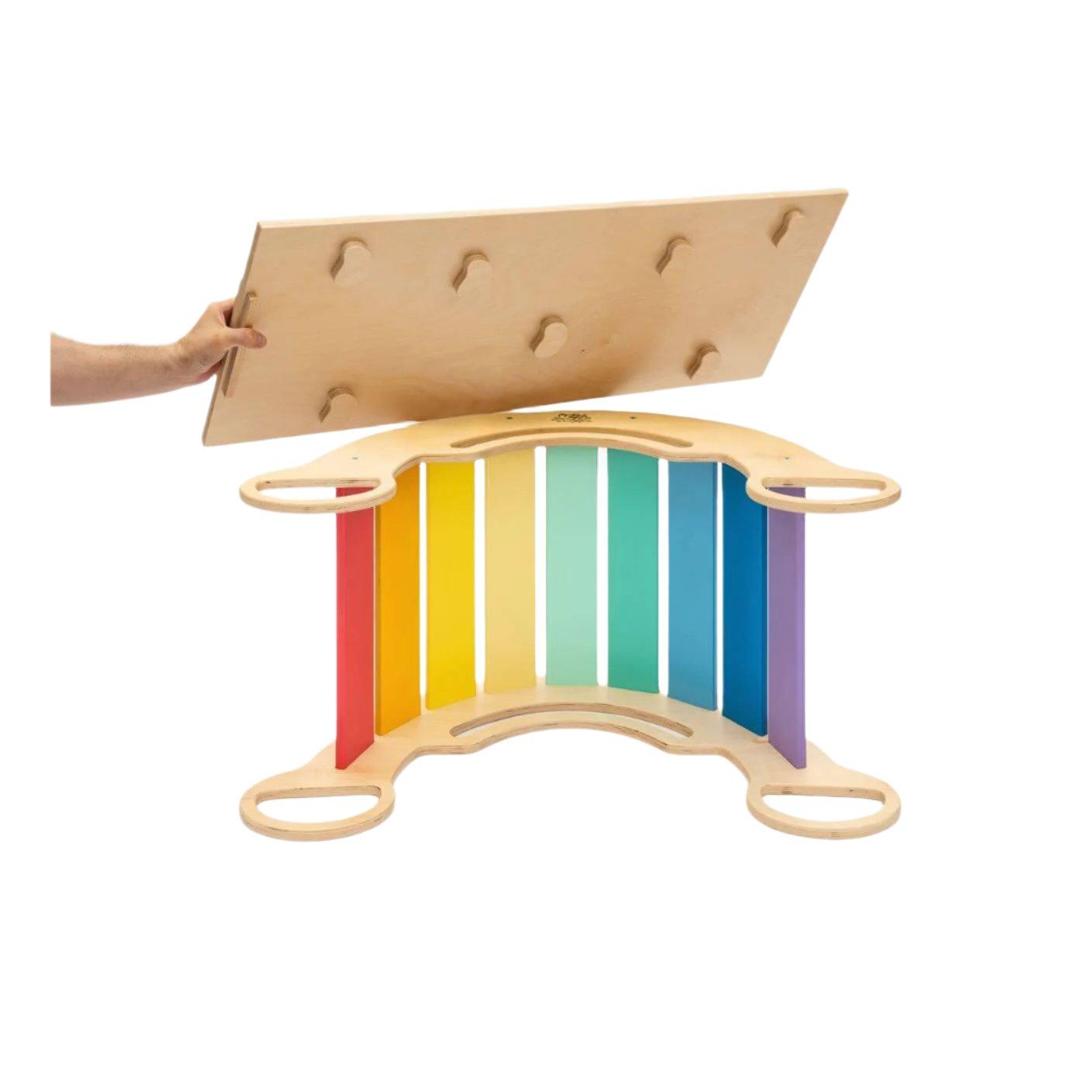 Mecedora y tablero de doble cara - color arcoiris - Busy-kids.fr