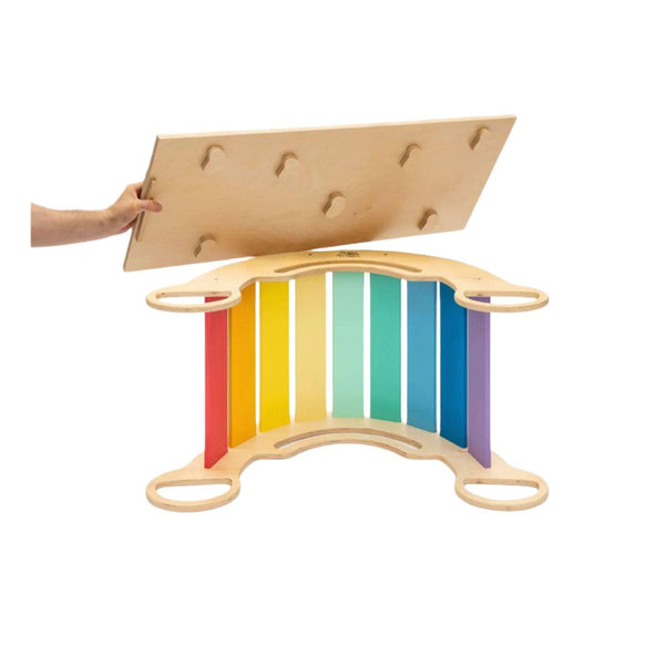 Mecedora y tablero de doble cara - color arcoiris - Busy-kids.fr
