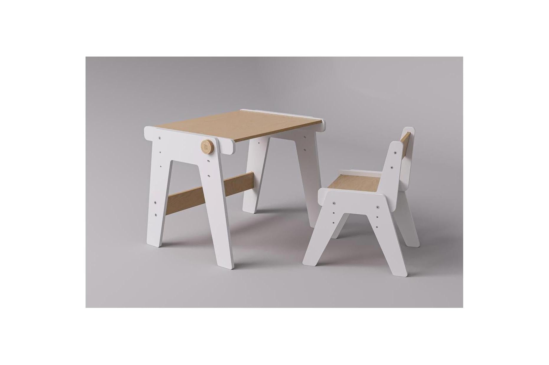 Duo Table & Chaise Évolutives – Blanc