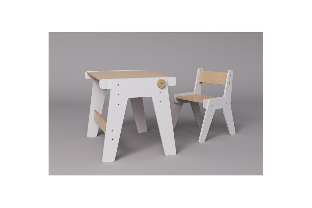 Duo Table & Chaise Évolutives – Blanc