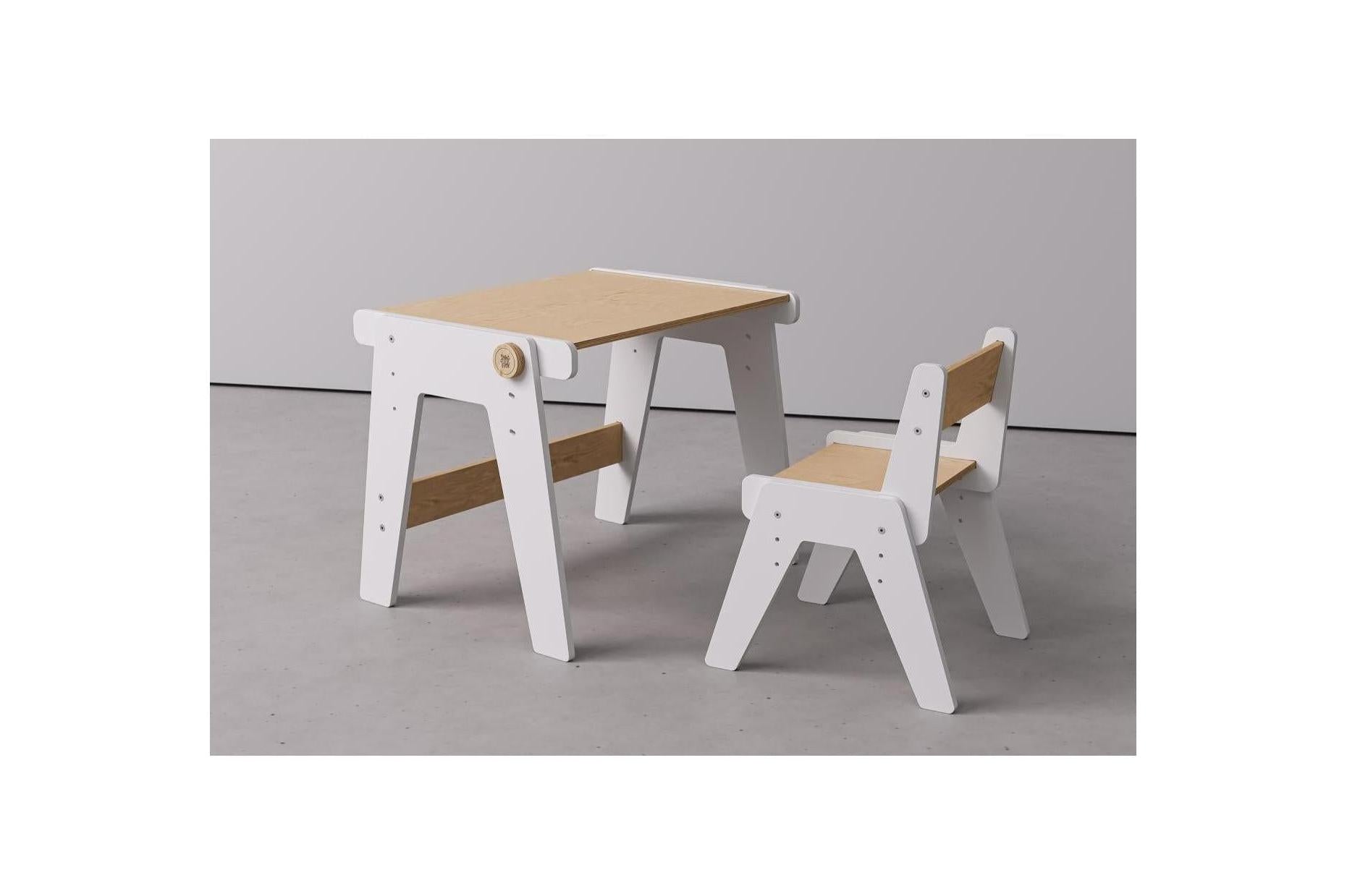 Duo Table & Chaise Évolutives – Blanc