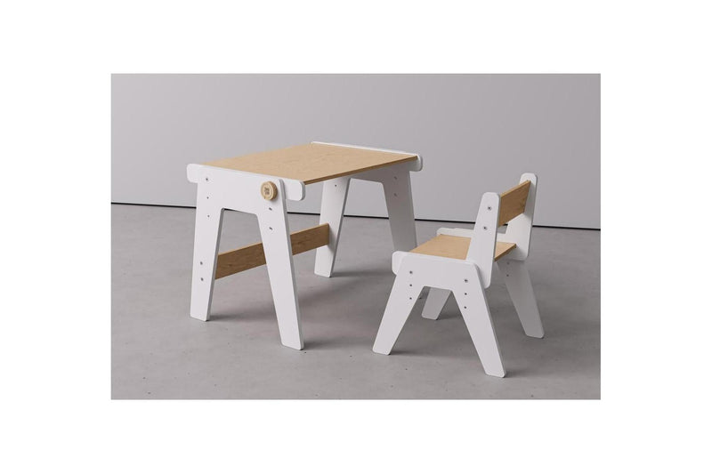 Duo Table & Chaise Évolutives – Blanc