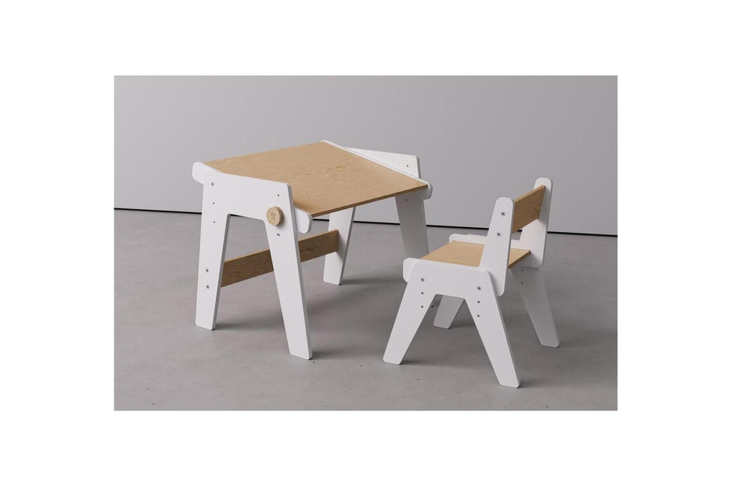 Duo Table & Chaise Évolutives – Blanc