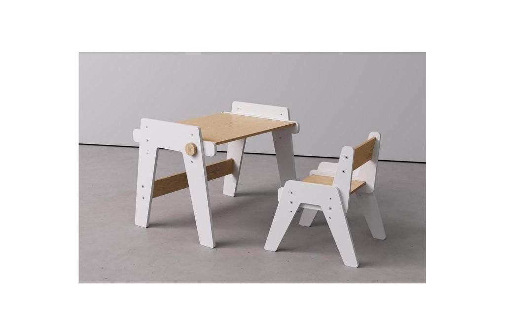 Duo Table & Chaise Évolutives – Blanc