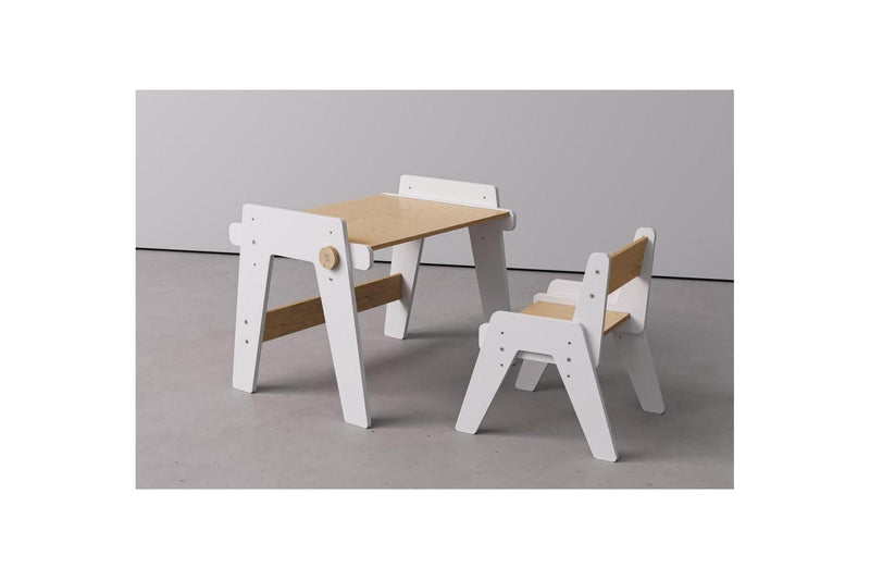 Duo Table & Chaise Évolutives – Blanc