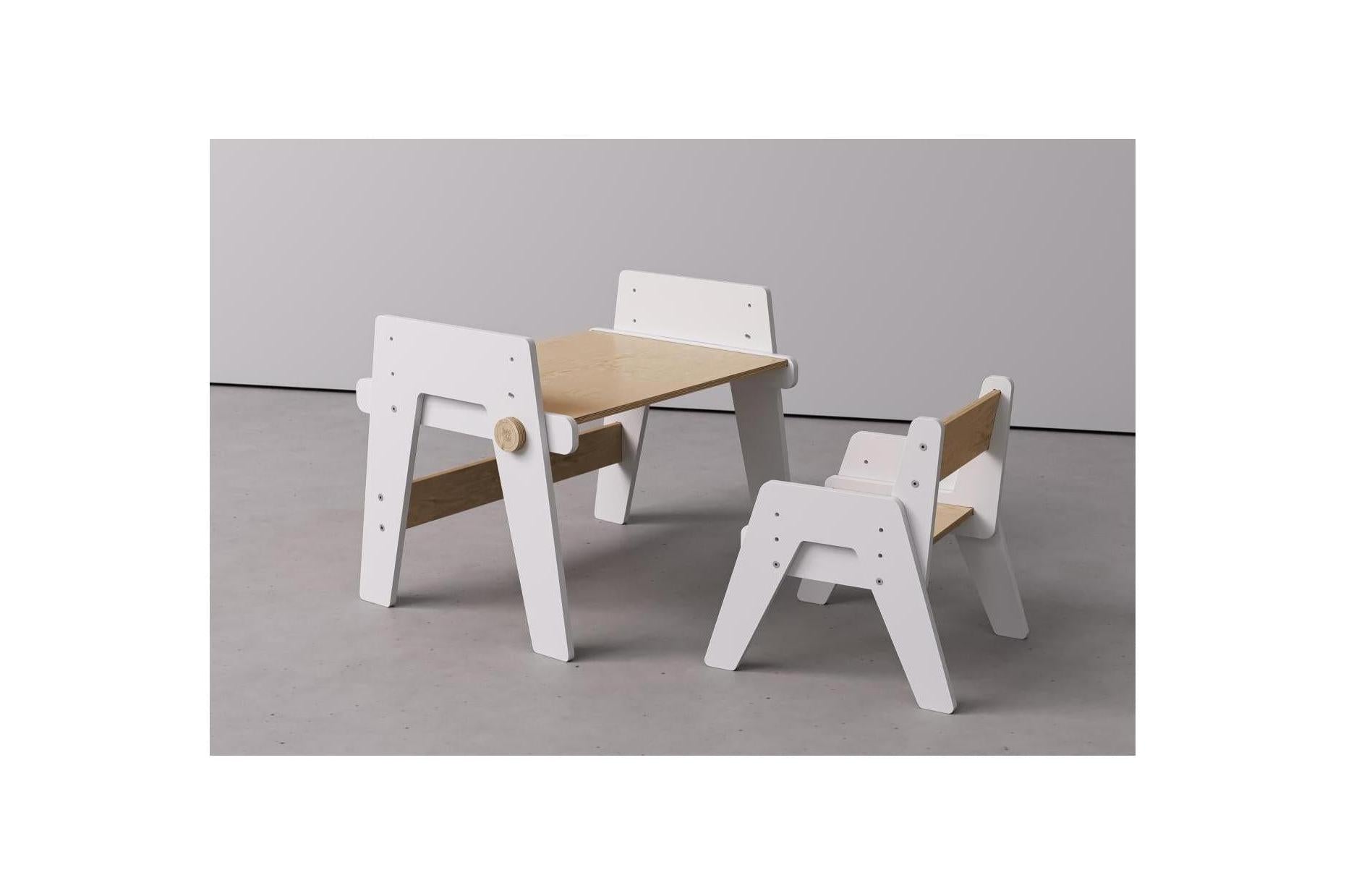 Duo Table & Chaise Évolutives – Blanc