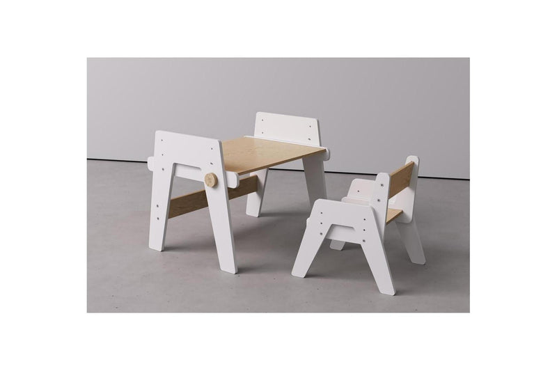 Duo Table & Chaise Évolutives – Blanc