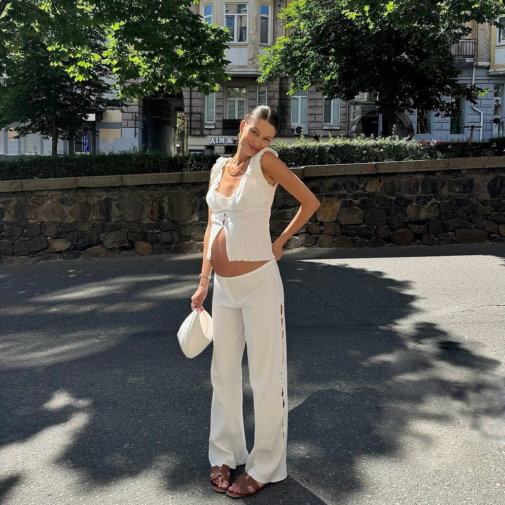 Top Corto Ondulado En Blanco