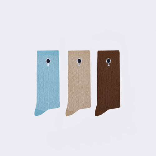 Sous-Vetements Socks X3 - Beige/Blue/Camel