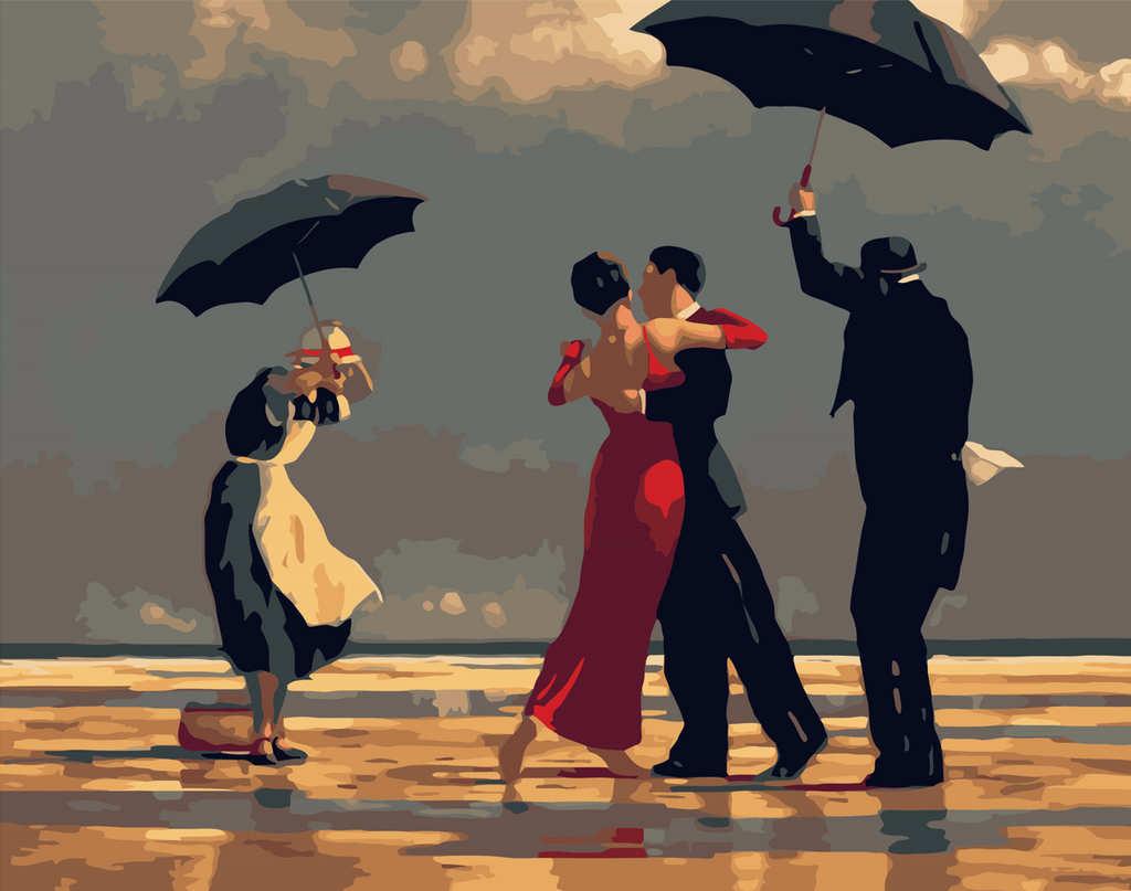 Peinture Par Numéros - Danseurs Rétro Sur La Plage