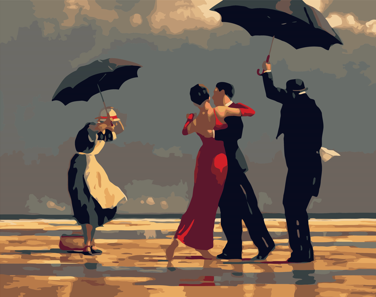 Peinture Par Numéros - Danseurs Rétro Sur La Plage