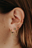 Composition de boucles d'oreilles femme plaqué or pierres vertes