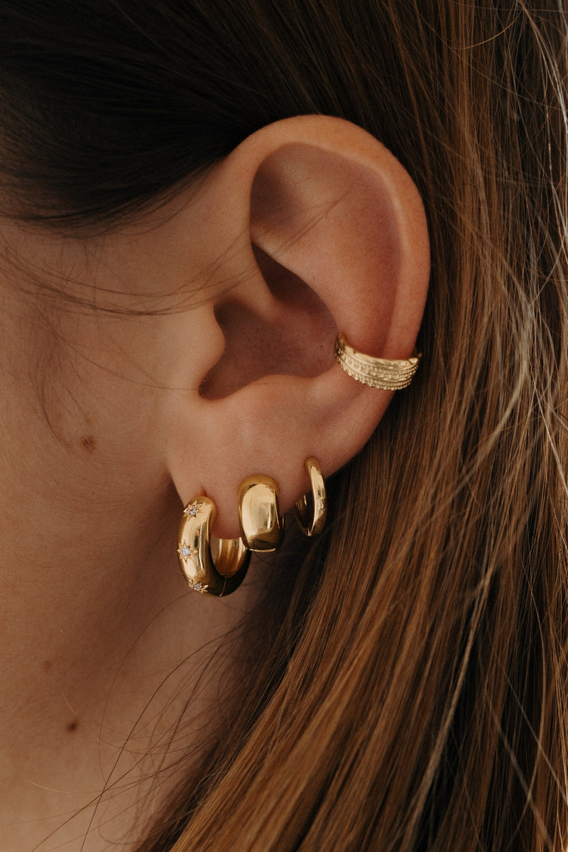 Composition de boucles d'oreilles femme plaqué or