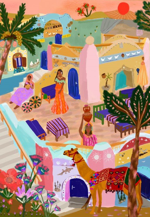 Puzzle 1000 Pièces Pieces & Peace - Village NubienPieces & Peace