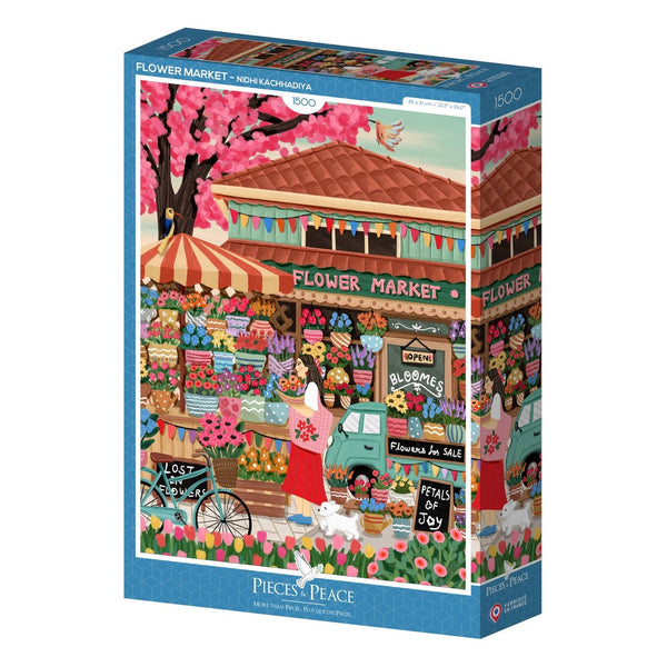1500 Piece Puzzle Pieces & Peace - Flower MarketPieces & Peace