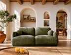 Pietro - Straight 3-Seater Sofa - Textured Fabric - Green