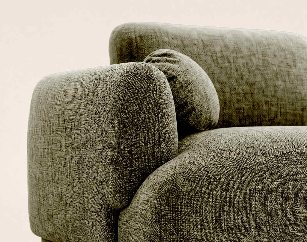 Pietro - Straight 3-Seater Sofa - Textured Fabric - Green