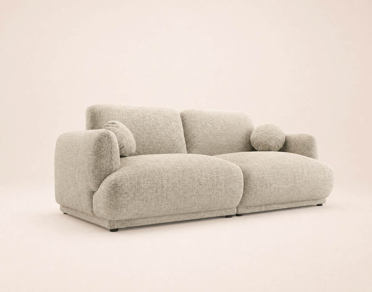 Pietro - Canapé Droit 3 Places - Tissu Texturé - Beige