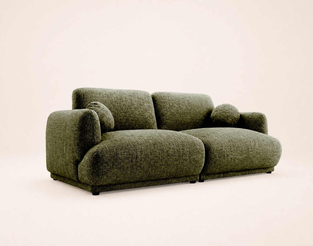 Pietro - Straight 3-Seater Sofa - Textured Fabric - Green