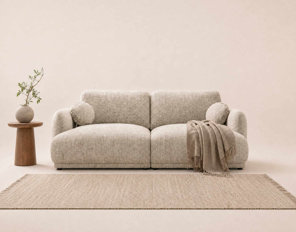 Pietro - Canapé Droit 3 Places - Tissu Texturé - Beige