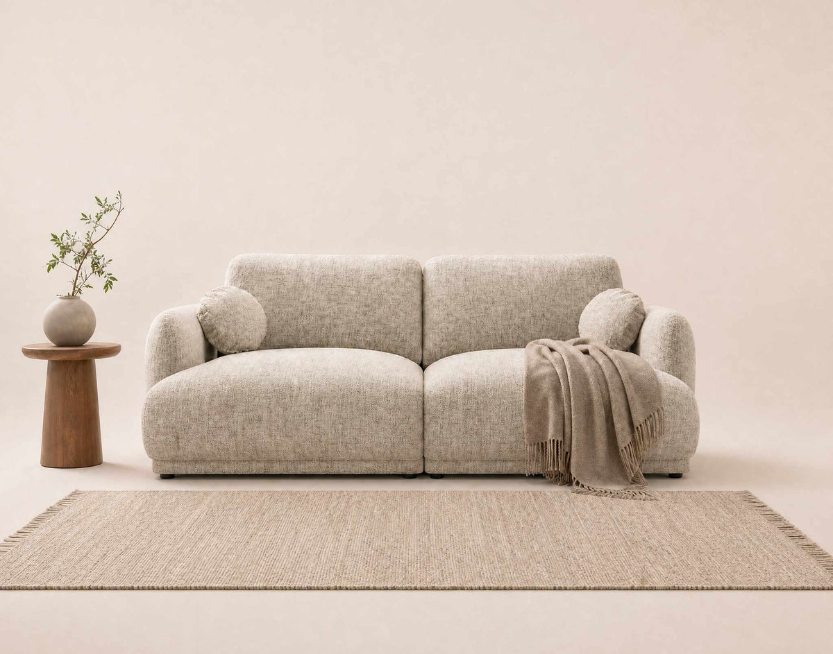 Pietro - Canapé Droit 3 Places - Tissu Texturé - Beige