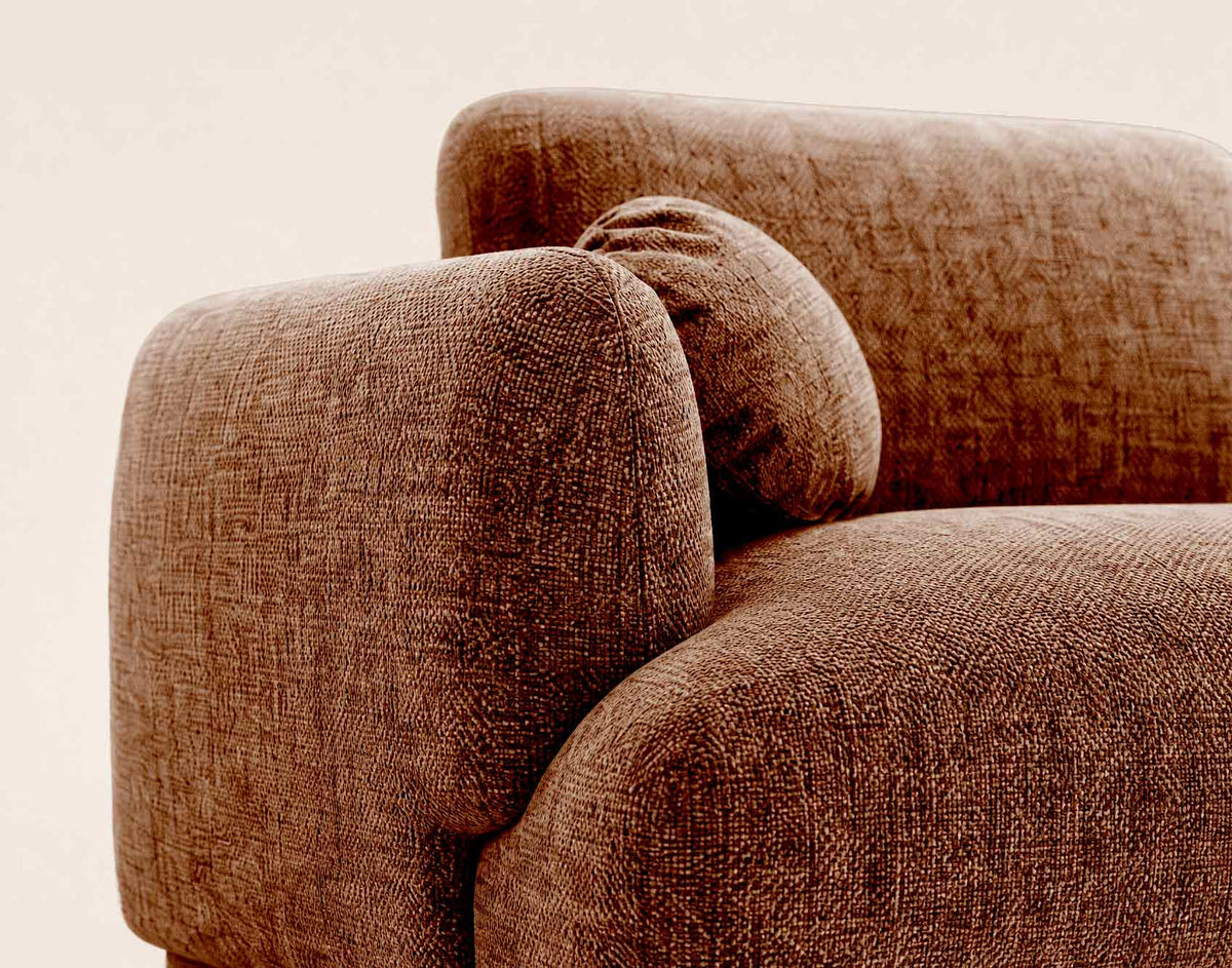 Pietro - Straight 3-Seater Sofa - Textured Fabric - Terracotta