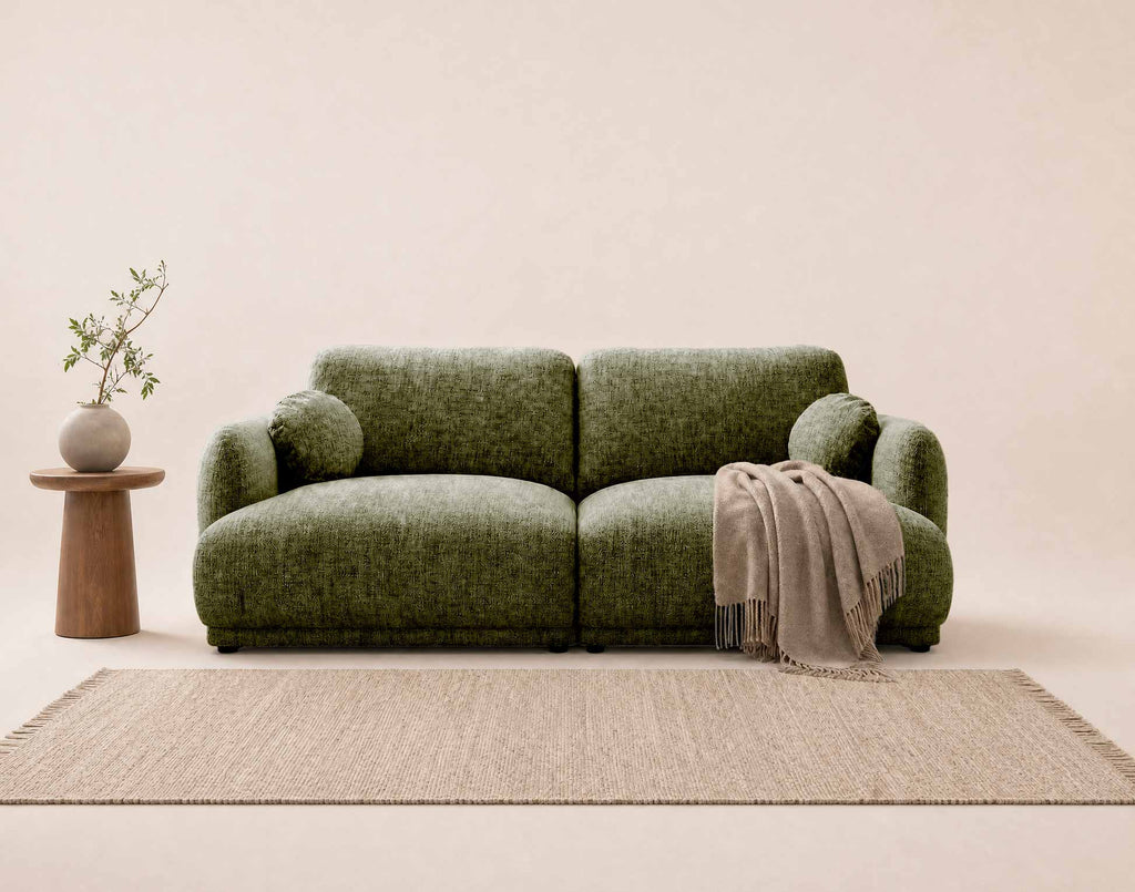 Pietro - Straight 3-Seater Sofa - Textured Fabric - Green