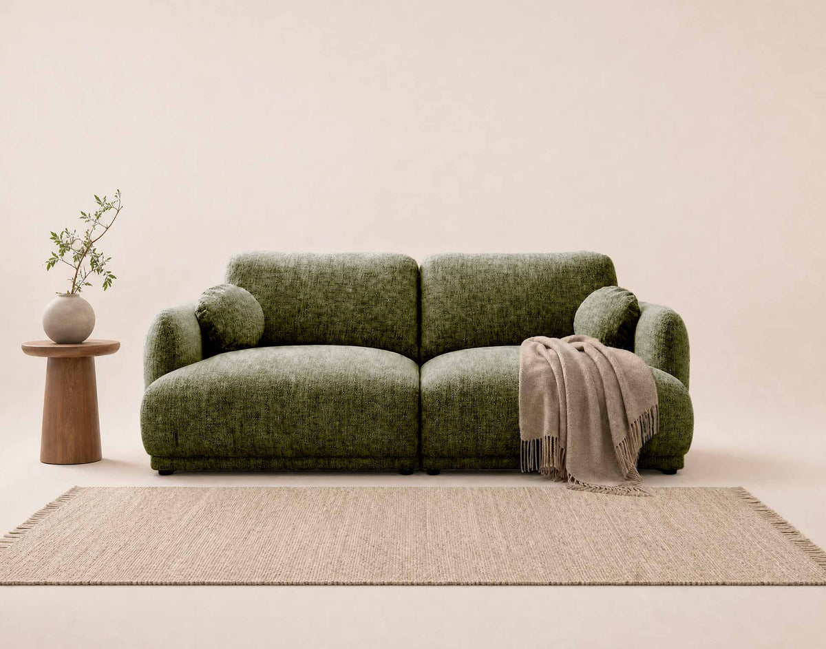 Pietro - Straight 3-Seater Sofa - Textured Fabric - Green