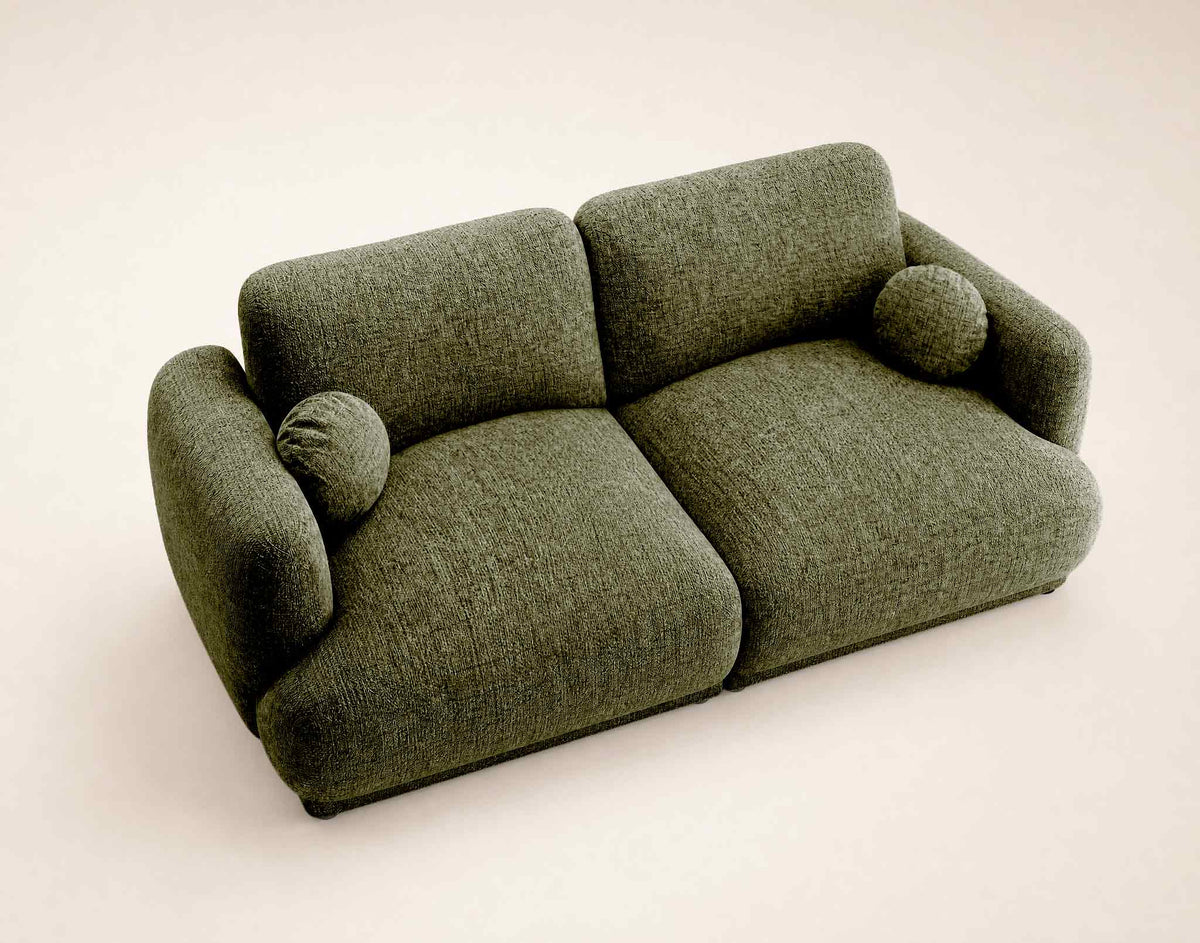 Pietro - Straight 3-Seater Sofa - Textured Fabric - Green