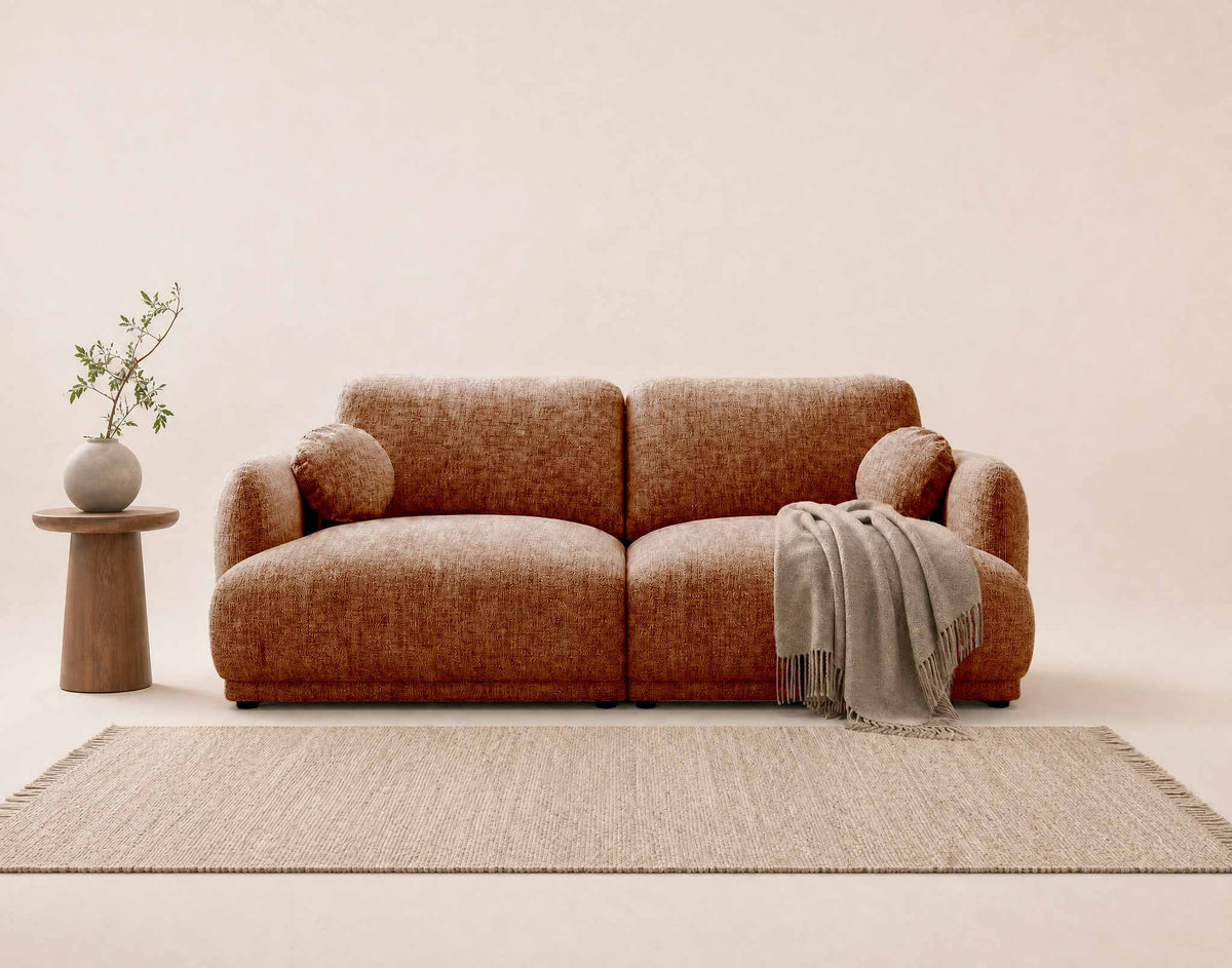 Pietro - Straight 3-Seater Sofa - Textured Fabric - Terracotta