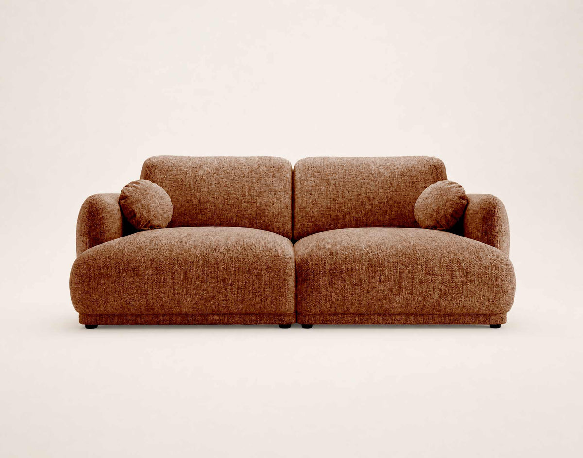 Pietro - Straight 3-Seater Sofa - Textured Fabric - Terracotta