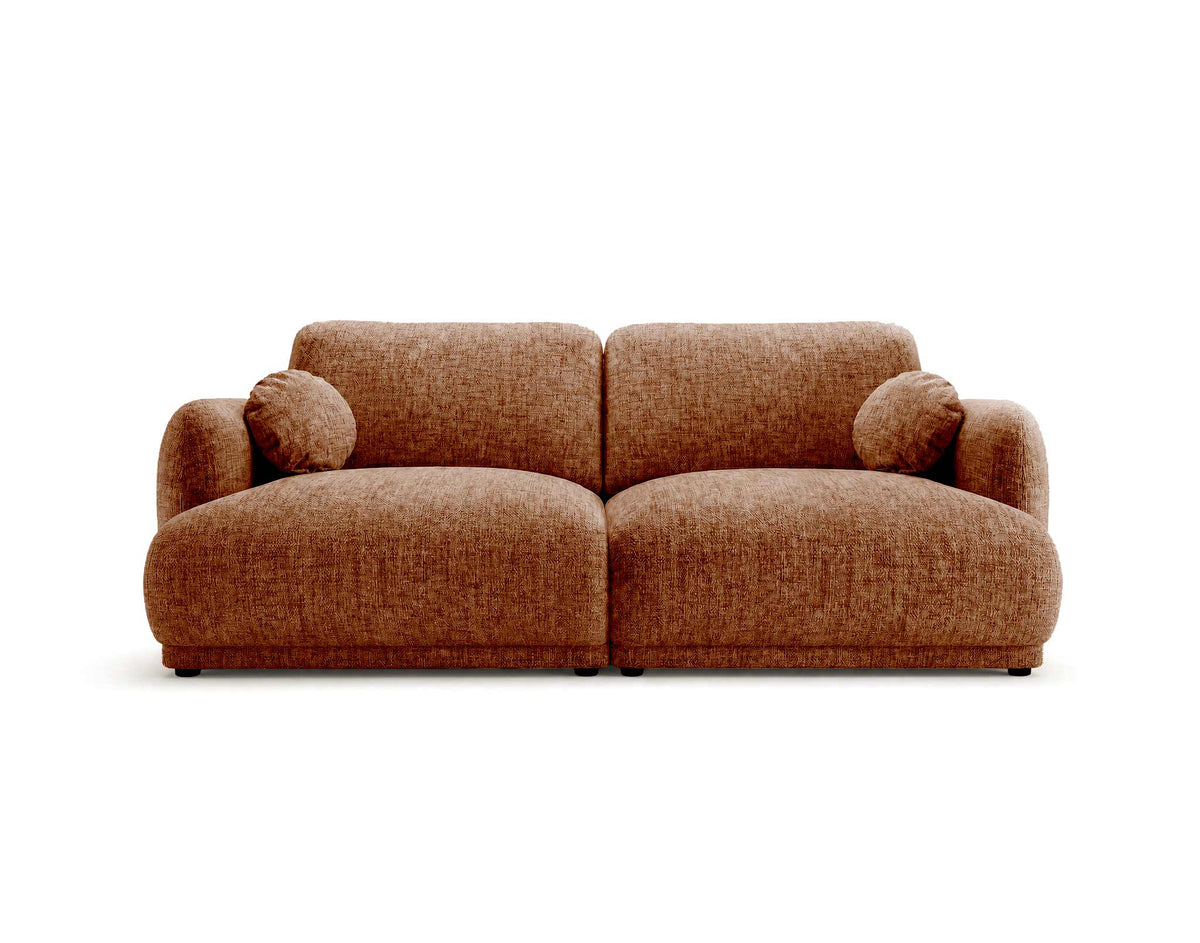 Pietro - Straight 3-Seater Sofa - Textured Fabric - Terracotta