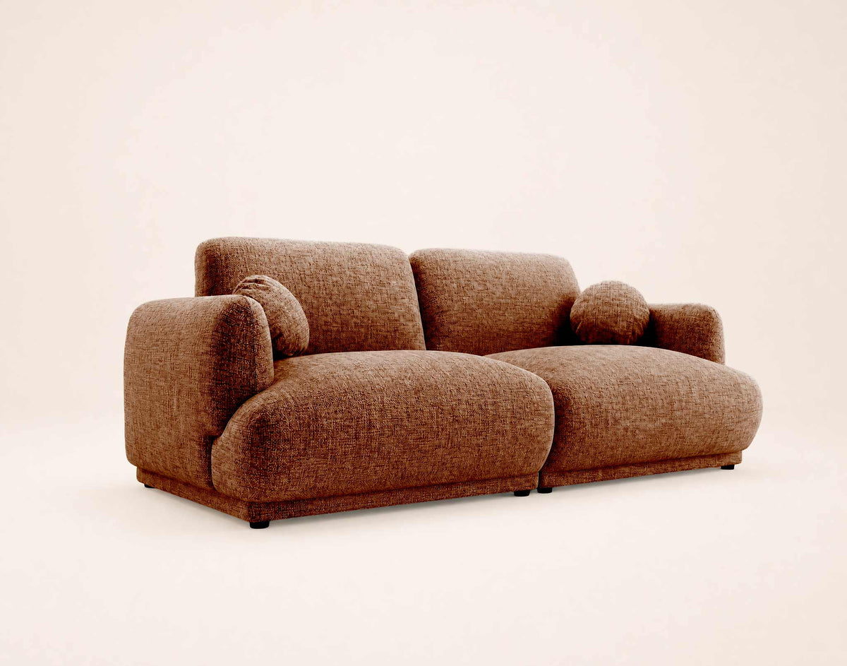 Pietro - Straight 3-Seater Sofa - Textured Fabric - Terracotta