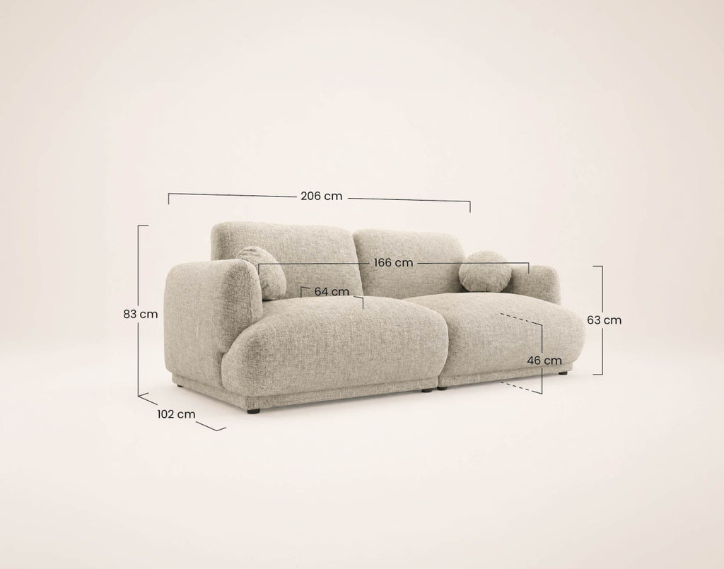 Pietro - Straight 3-Seater Sofa - Textured Fabric - Terracotta