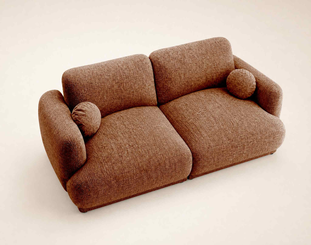Pietro - Straight 3-Seater Sofa - Textured Fabric - Terracotta