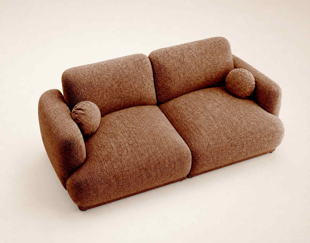 Pietro - Straight 3-Seater Sofa - Textured Fabric - Terracotta