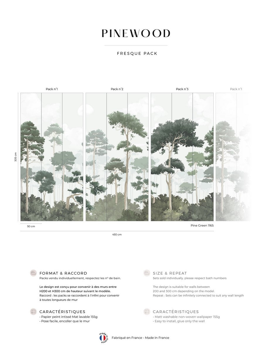Pinewood Mural - Pine Green