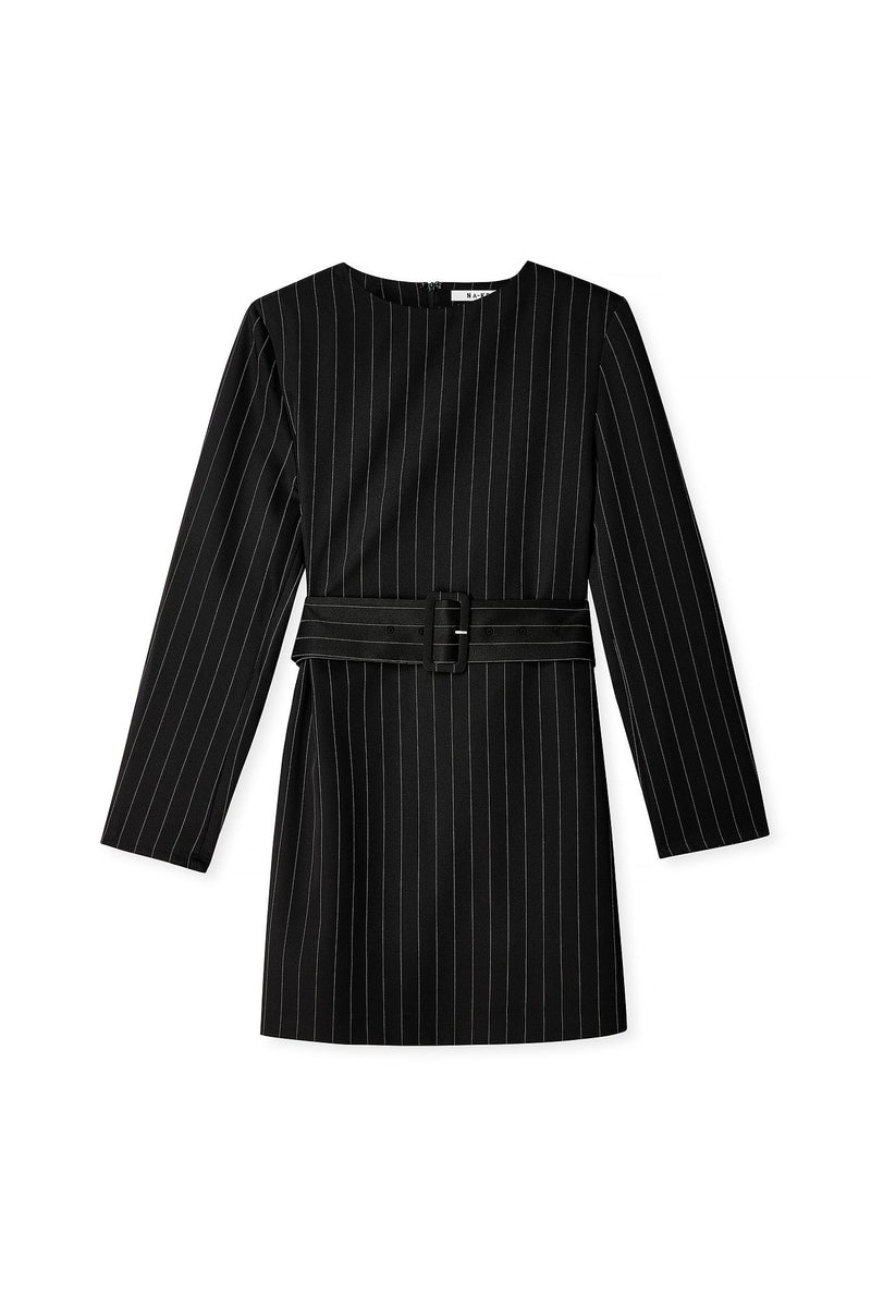 Robe À Fines Rayures Avec Ceinture Rayé