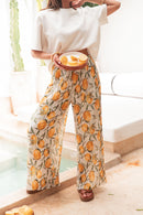 PIO Blanc11/Citrons - Pantalon Plissé