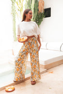 PIO Blanc11/Citrons - Pantalon Plissé
