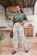 PIO Kaki Fleurs - Pantalon Plissé 13
