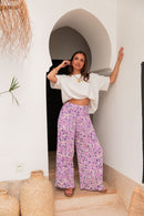 PIO Lilac4 Flowers - Pleated Trousers