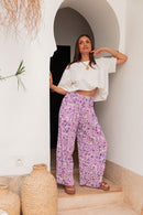 PIO Lilac4 Flowers - Pleated Trousers