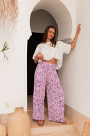 PIO Lilac4 Flowers - Pleated Trousers