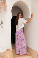 PIO Lilac4 Flowers - Pleated Trousers